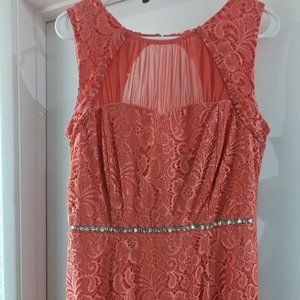 Coral Dress with Rhinestone Embelishment - Size Jr. 14